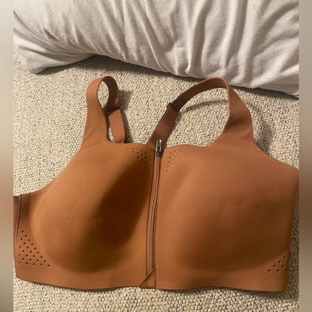 Victoria’s Secret Front Zip Sports Bra 40D Brown Wireless Medium Impact